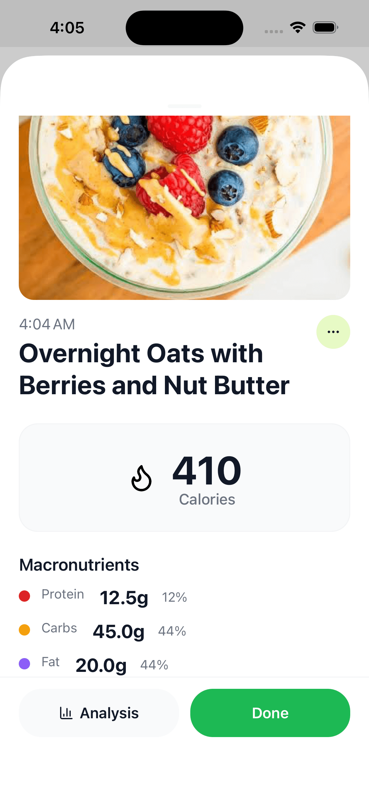 NutrAI meal photo selection screen